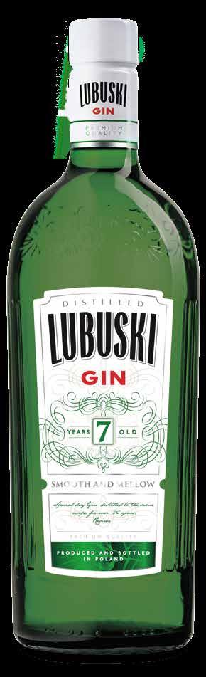 International Spirits 60 61 Lubuski Gin LUBUSKI GIN Clear, high-proof gin with a young image Juniper distillate made using a closely guarded recipe: Lubuski Gin, the leading brand of Polish gin, is