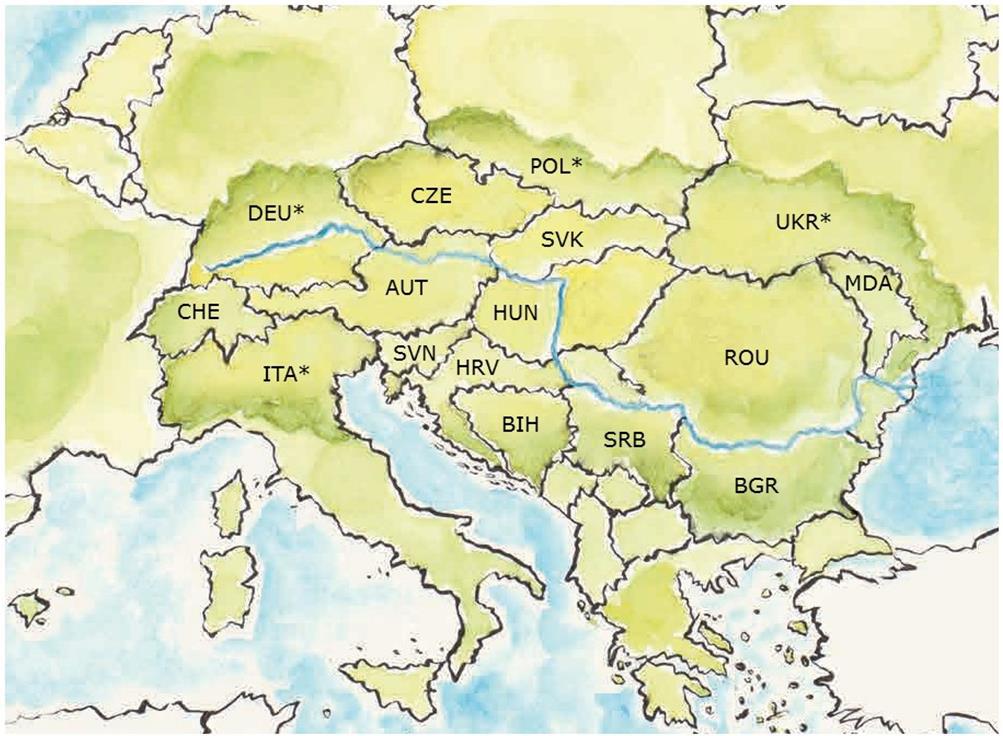 Geographical map showing the Donau Soja cultivation areas Donau Soja Map * These countries are included with the following regions: GERMANY: Bavaria, Baden Württemberg ITALY: Trentino Alto Adige,