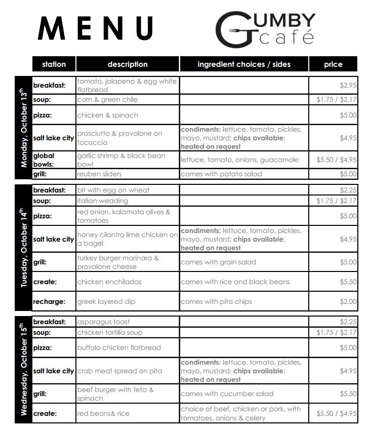 Refer to our weekly menu for the Daily Specials