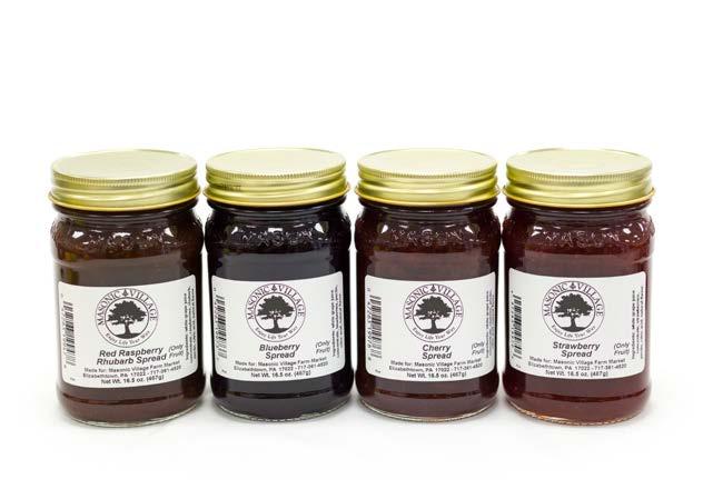 Fruit Spreads (no sugar added, 100% fruit) Butters and spreads with no sugar added are sweetened with white grape juice or apple cider. 16.5 oz. Apricot $7.49 Black Raspberry $8.49 Blackberry $7.