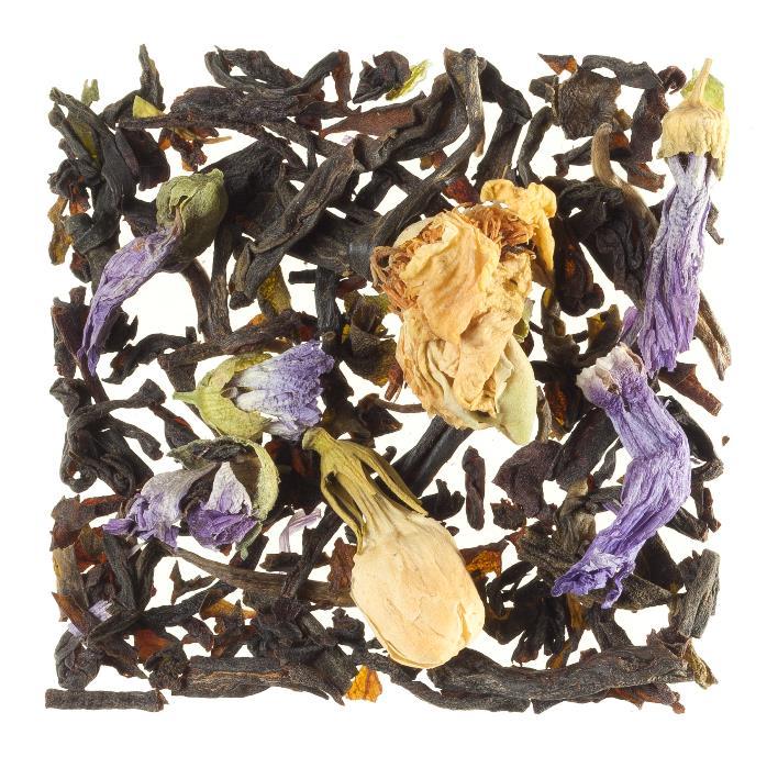 Mix of green and black tea The mix of black and green tea that is aromatized with