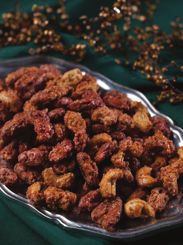 cinnamon roasted nuts Serving Size Servings: Calories: Calories from Fat: Sat. Fat Trans. Total Carb. Sugars Protein Vitamins Cinnamon Roasted Pecans 1/4 cup Approx.