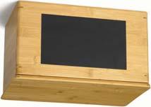 USE THE FLAT BOTTOM AS A RISER TO ADD HEIGHT OR AS A CRATE FOR AN ATTRACTIVE STORAGE OPTION. A CHALKBOARD INSERT IS INCLUDED TO ORGANIZE AND LABEL.
