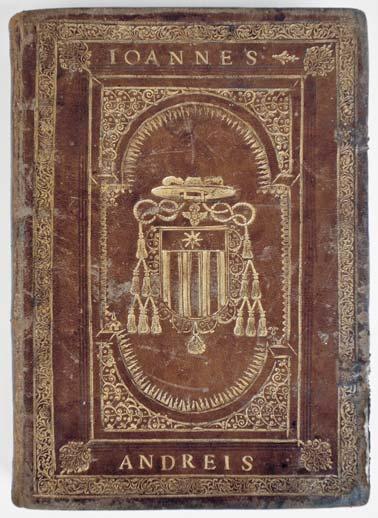 Slika 7. Supralibros I. Andreisa (R 205) (sl. 7.) (1667. 1676.). 29 Dvije pak knjige koje se ne izdvajaju osobitim uvezom zanimljive su jer imaju supralibrose nepoznatih nam obitelji.