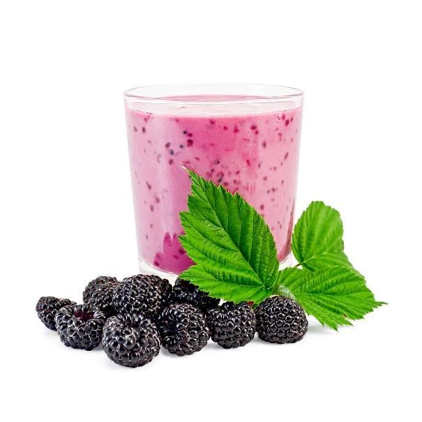 Blackberry Smoothie [Serves 2]* 1 ½ cups coconut milk (or almond), unsweetened 1 cup blackberries (frozen) ½ cup strawberries (frozen) 1 large handful greens (spinach,
