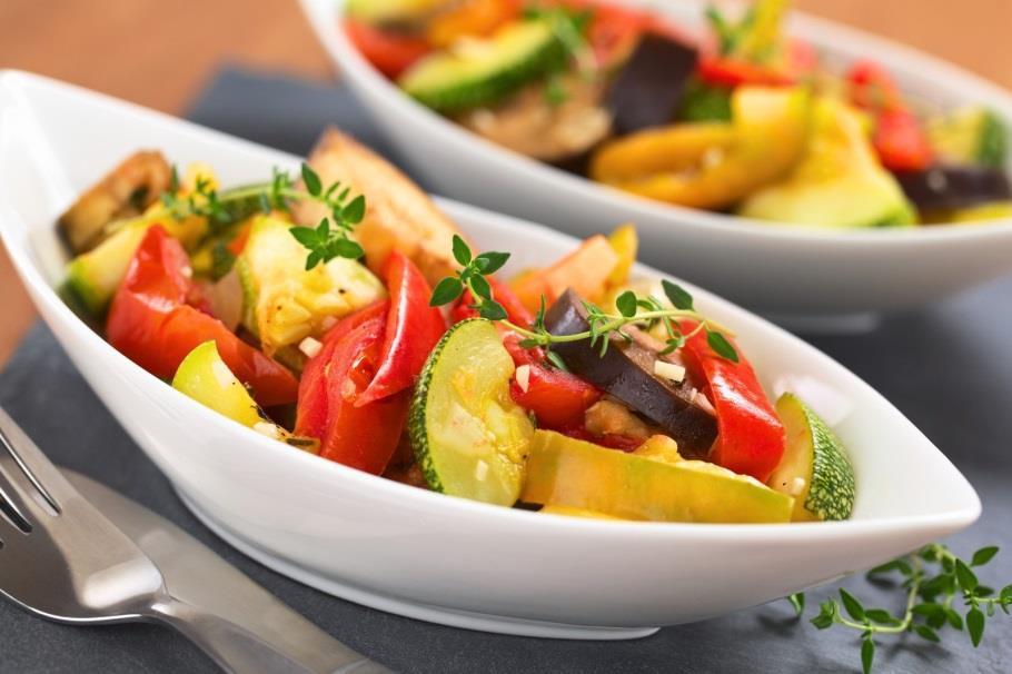 Alkaline Ratatouille [Serves 4]*** 1 cup filtered water 5 tomatoes 1 large zucchini 1 large eggplant 1 large onion 1 red bell pepper 2 cloves garlic 2 tsp.