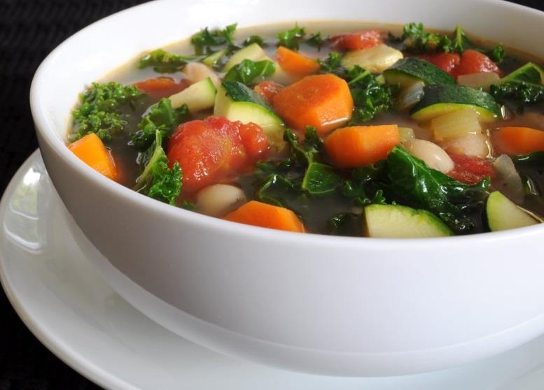 Autumn Detox Soup [Serves 4]*** 6 cups vegetable broth (yeast-free) 2 cups kale, chopped ½ red onion, diced 2 cloves garlic, minced 3 celery stalks, diced 3 medium carrots, diced ½ zucchini sliced 1