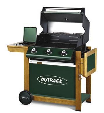 Ranger 3 BURNER GAS NEW In a traditional country green and FSC certified wooden frame, the Ranger has a new side burner and roasting hood with recessed heat gauge, three