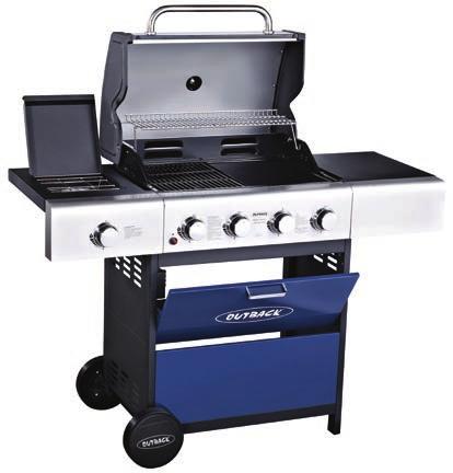 METEOR 4 BURNER GAS In a choice of red or blue, the Meteor 4 burner is a top choice among al fresco enthusiasts and has played a major role in making the Outback brand the leader in the UK gas