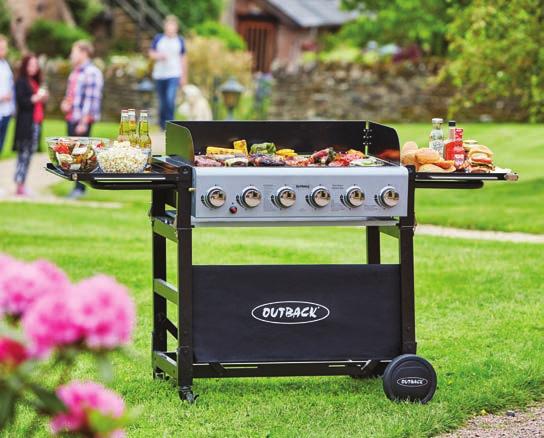 The easy-store, collapsible and manoeuvrable barbecue has six individually-controlled cast iron burners to provide continuous catering from
