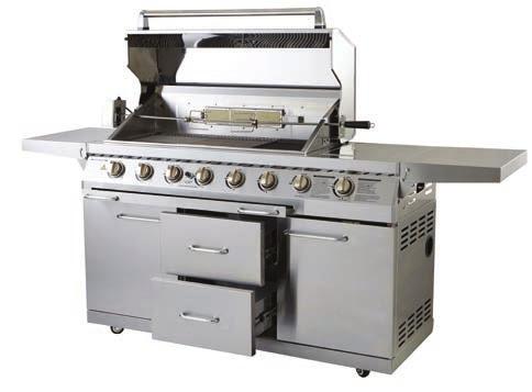 Installation is not a problem with this preassembled pallet-delivered stainless steel centrepiece, and a host of features include auto ignition, main and side