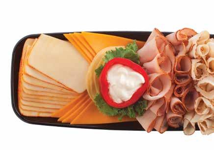 TUSCAN HARVEST PLATTER 14 party trays meat & cheese trays All trays come cubed or sliced DI LUSSO Meat & Cheese Tray DI LUSSO premium double smoked ham, smoked turkey breast, and top-round roast beef.