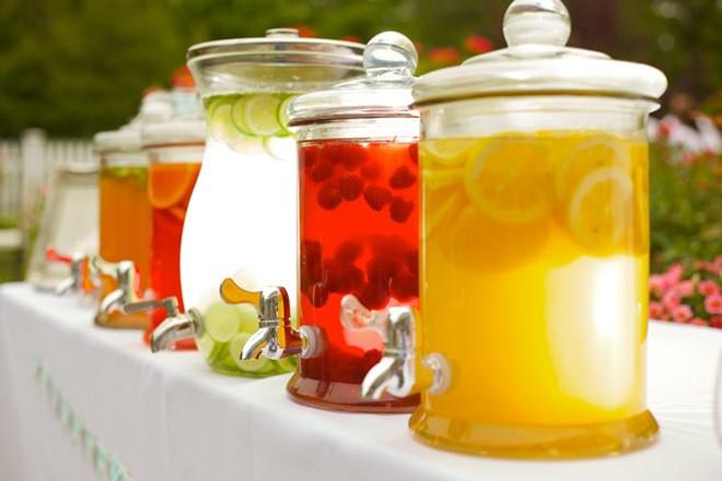 Holiday Beverage Station Fruit infused water, Ice tea and Holiday Punch $50 per decanter, Serves up to