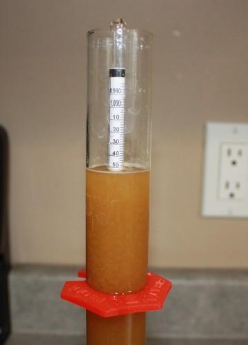 Step 10: Take a gravity reading. Measure the gravity of the wort with a hydrometer. This is the Original Gravity (OG), write it down.