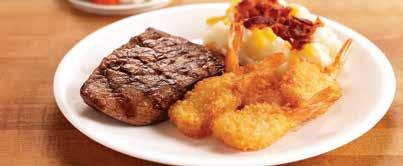 Served with fries and cole slaw. 12.19 GRILLED MEATLOAF SIRLOIN STEAK & SHRIMP Sirloin Steak & Shrimp Grilled-to-order 8 oz. sirloin steak and four pieces of breaded shrimp.