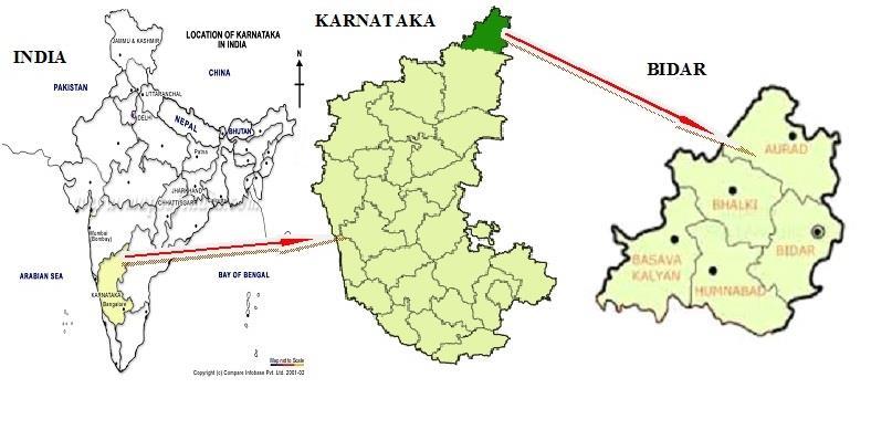 meters above the sea level (figure 1). District is covered with 8.5% of forest in its total geographical area. This comprises five taluka such as Aurad, Bidar, Bhalki, Basavakalyan and Humnabad.