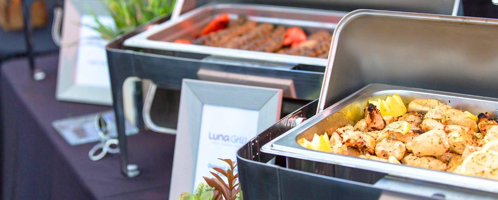 WHO WE ARE - Luna Grill Catering & Events WHO WE ARE - Luna Grill Catering & Events + Buffet Style Food is placed in chafing dishes in a line for guests to self serve their own portion of food.