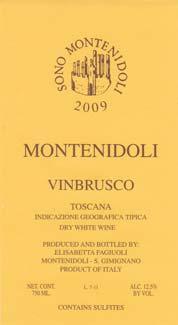 VINBRUSCO Bianco di Toscana IGT -dry white wine- Grapes: 65% Trebbiano Gentile, 35% Malvasia Bianca Vinification: made from the free-run must of Trebbiano Gentile and Malvasia Bianca, the two white