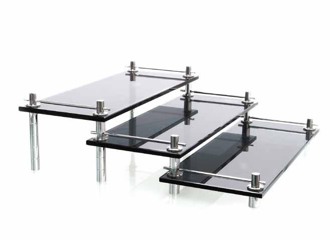 MAJESTIC TRAY 15 MTS3001 Majestic Tray Set (3 trays) Charcoal Glass with Stainless