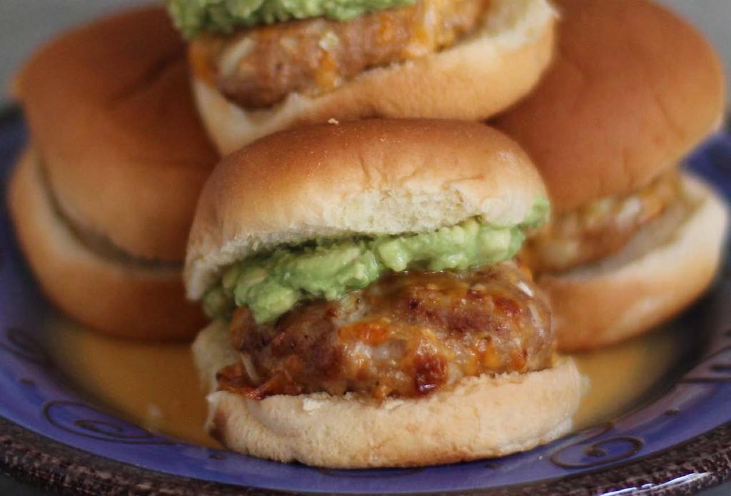 MAIN ENTREES Turkey Taco Sliders These little sliders have the flavors of a taco, particularly if you top them with taco-friendly garnishes like guacamole, salsa, tomatoes, or cilantro.