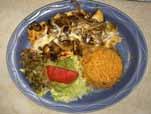 Two chicken enchiladas with rice and chocolate poblano salsa and onions on top... $6.25 Lunch 5. Burrito, taco, rice or beans... $6.25 Lunch 6.