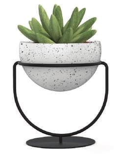Sphere shaped speckled ceramic pot that can be displayed