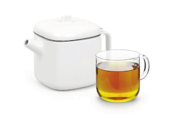 Infuser features fine mesh for loose leaf tea, and large opening for easy cleaning.
