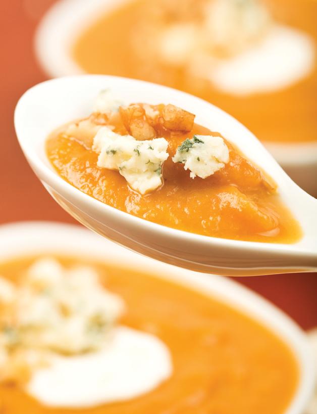 20 Soups Soups 21 FANTASTIC FALL BUTTERNUT SQUASH SOUP Servings 4 Prep Time 25 min Cook Time 8 min 1 small onion 2 tbs butter 1 tsp cinnamon 1 large butternut squash (or 2 small) 2 cups of chicken