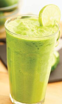 Pour your freshly made green goodness smoothie into a glass and enjoy.