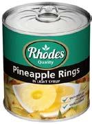 PINEAPPLE RINGS IN SYRUP 12 x 410g PINEAPPLE