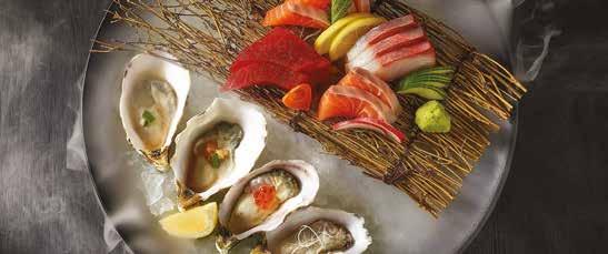 with salmon roe and tosazu À LA CARTE SASHIMI Five pieces per serve 盛り合わせ PLATTERS