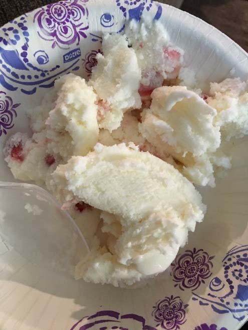 Pour contents into ice cream maker and churn for 30 mins. Meanwhile, use strawberry juice, whipping cream and a little sugar to the Whipped Cream Maker and plunge until whipped for a topping.