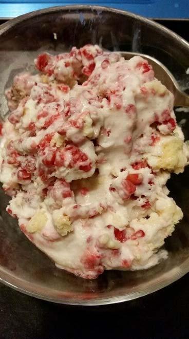 Raspberry Lime Cheesecake Chunk 1 cup whole milk 1 Pint fresh raspberries 1 tbsp Lime Zest 3 drops cheesecake flavoring (optional)) Combine all ingredients in Classic Battet Bowl and add to Ice Cream