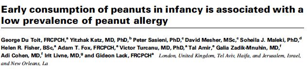 Observational Study - Peanuts Lower allergy rates with early consumption of dietary allergens Observational studies cannot determine causality Randomised Controlled Trials are needed Prevalence of