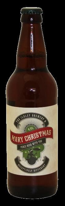 BOTTLES ILKLEY MARY CHRISTMAS 8x500ml NRB ABV 4.7% An Amber ale infused with spice and all things nice. not to mention a touch of Caribbean Rum.