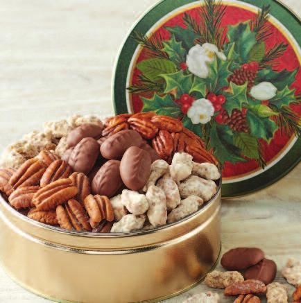 Festive ornaments Gift Tin This gift assortment is a delicious combination of Roasted & Salted Mixed Nuts, Crunchy