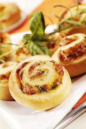 Pepperoni Pizza Pinwheels Yield: 27 appetizers 1 teaspoon cornmeal 1 cup finely chopped pepperoni 1/3 cup shredded Parmesan cheese 3 Tablespoons minced fresh onion 1 teaspoon dried oregano leaves 1