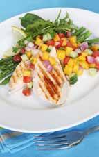 Main Dish Grilled Chicken With Grilled Pineapple and Vegetable Salsa Makes 4 servings Salsa ½ whole cored pineapple ½ medium red bell pepper ½ medium green bell pepper ½ medium yellow onion 2 medium