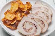Main Dish Stuffed Pork Tenderloin Makes 6 servings 5 tablespoons extra-virgin olive oil, plus more for brushing 4 slices uncooked bacon, chopped 8 ounces cremini mushrooms, thinly sliced Kosher salt