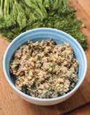 Side Dish Toasted Quinoa Salad Makes 6 servings / 2 cups dry quinoa 2 / 4 cups water cup fresh cilantro, chopped / 4 cup fresh mint leaves, chopped / 4 red onion, chopped small jalapeno pepper,