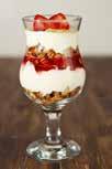 Dessert Yogurt Parfait Makes serving 6 ounces plain, low-fat yogurt ounce granola cereal 2 ounces sliced, sweetened frozen strawberries In parfait cup, add /2 of the yogurt.