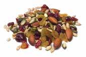 Snack Quick & Easy Trail Mix Makes 5 servings / 4 cup raw almonds / 4 cup raw cashews / 4 cup raw pumpkin seeds / 4 cup dried cranberries / 4 cup dark chocolate pieces Combine all ingredients into a