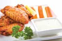 Main Dish Baked Hot Wings with Cilantro Lime Dip Makes 4 servings 2 pounds whole chicken wings / 2 cup reduced-sugar apricot preserves tablespoon minced garlic, reserve / 2 teaspoon tablespoon