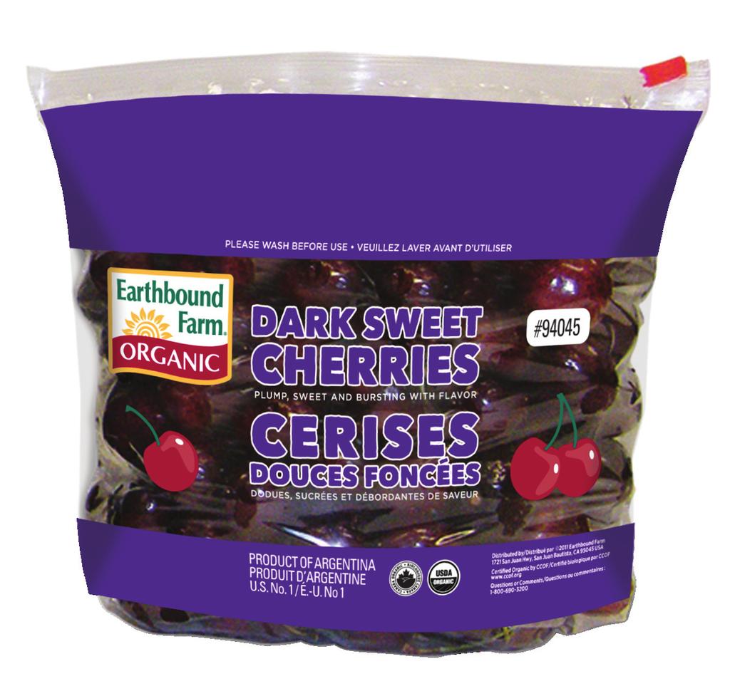Organic Sweet Dark Cherries Delight your shoppers with the sweet taste of summer throughout fall and winter Great source of antioxidants Consumers recognize cherries as a great source of cancer