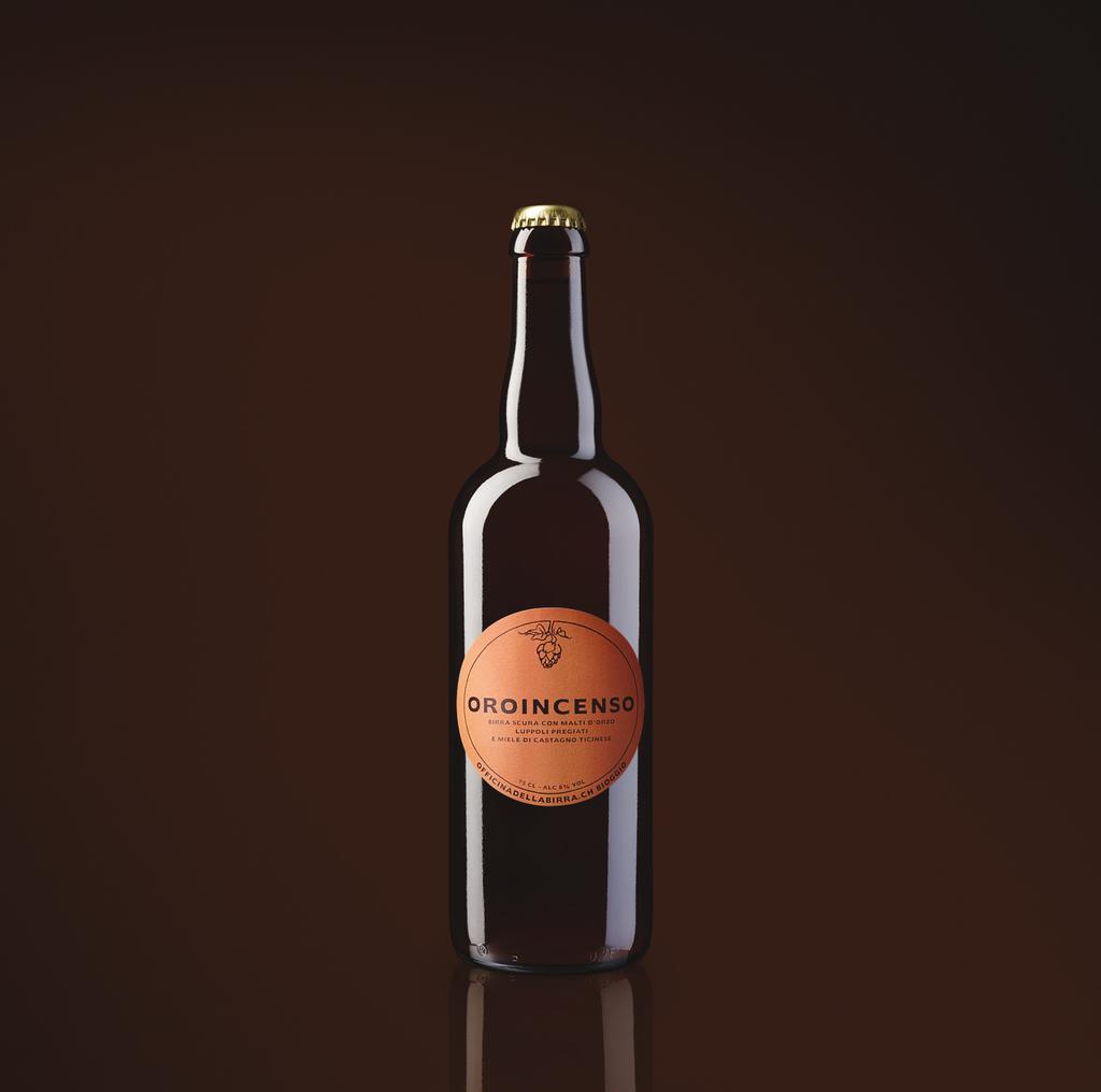 OROINCENSO 75 CL - ALC 8% VOL - IBU 49 - EBC 42 An intense beer with a dark copper colour and bold alcoholic content,