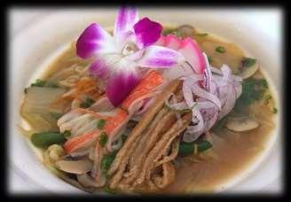 Udon ***served w/salad Su Udon 10 -Vegetable & Japanese udon noodle Tempura Udon 13 -Tempura (1 shrimp 4 vgetable), vegetable & Japanese udon noodle