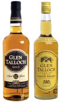 Scotch whisky Glen Talloch Gold 12yo Deluxe Reserve ABV Glen Talloch Blended 8yo 40% ABV Glen