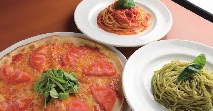TOKYO Miami Garden Italian cuisine Popular with vegetarians: Tomato and basil tomato sauce pasta (860 yen), Pesto genovese (1,070 yen), Tomato and rucola pizza (1,270 yen) Eat your fill