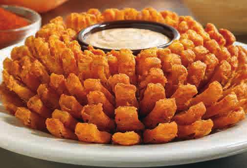 Oil Can (180 Calories) NON-ALCOHOLIC O'Doul's (70 Calories) AUSSIE-TIZERS TO SHARE S BLOOMIN' ONION Our special onion is hand-carved, cooked until golden and ready to dip into our spicy signature