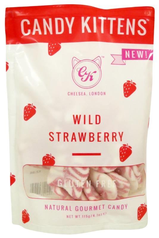 Clean label: colorful sweets, without artificial colors Candy Kittens Natural Gourmet Candy With Wild Strawberry Flavor